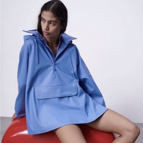 Muave Pink Zara Poncho Windbreaker Hooded Raincoat Girls Size 14 NWT - Picture 1 of 4